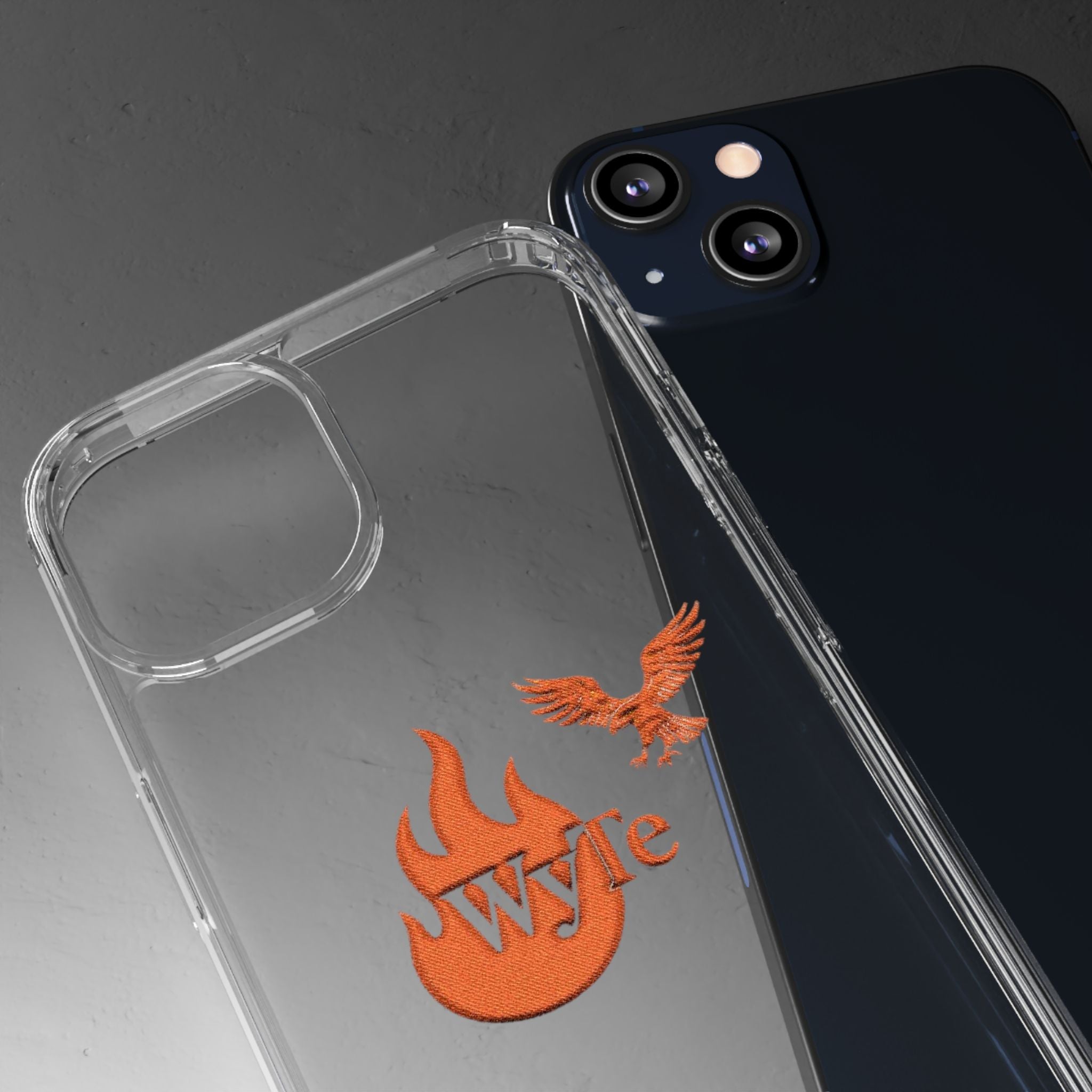 Clear Phone Case — Orange Flame & Eagle "Wyte" Clear Protective Cover