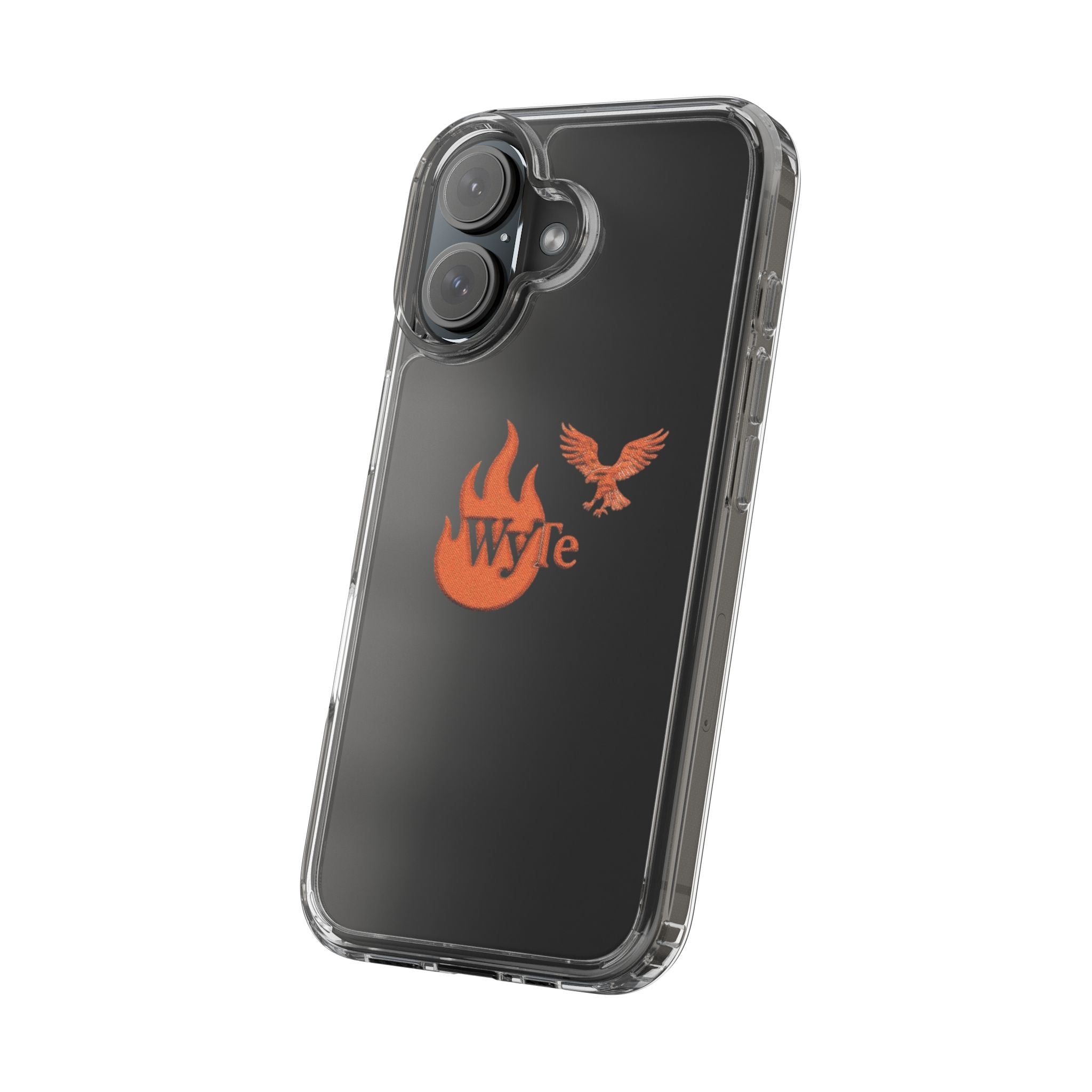Clear Phone Case — Orange Flame & Eagle "Wyte" Clear Protective Cover