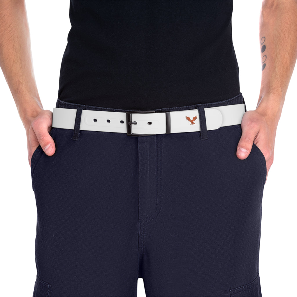 White Eagle Accent Belt — Minimalist Casual Belt with Small Eagle Logo