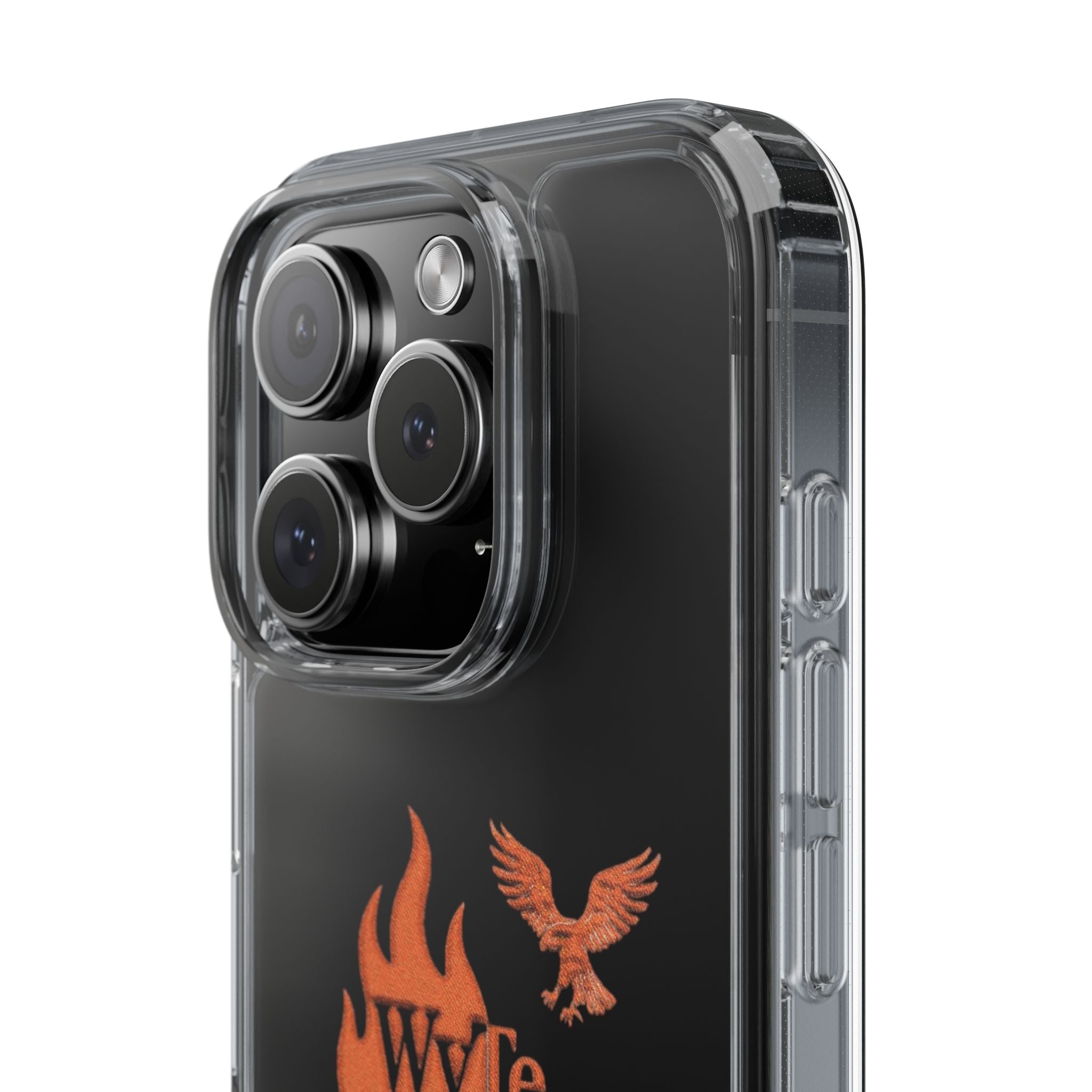Clear Phone Case — Orange Flame & Eagle "Wyte" Clear Protective Cover