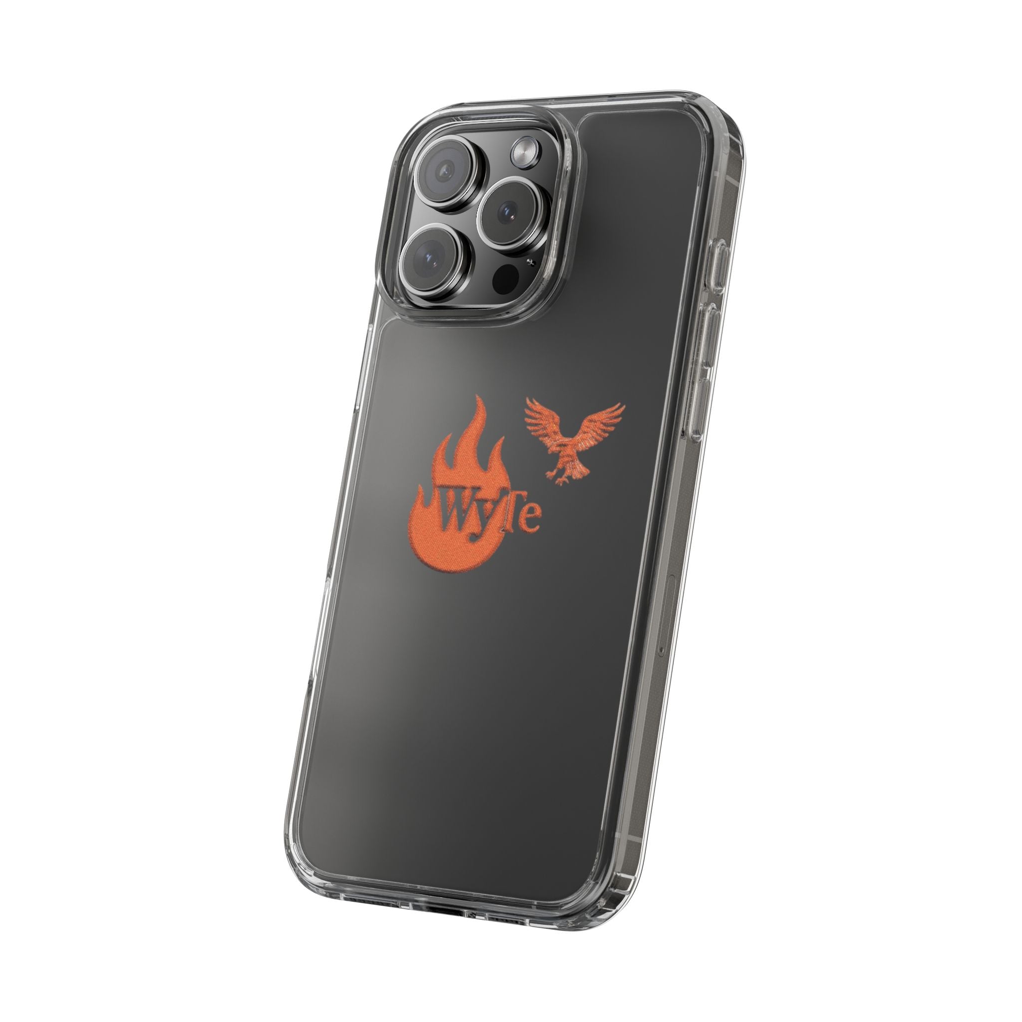 Clear Phone Case — Orange Flame & Eagle "Wyte" Clear Protective Cover