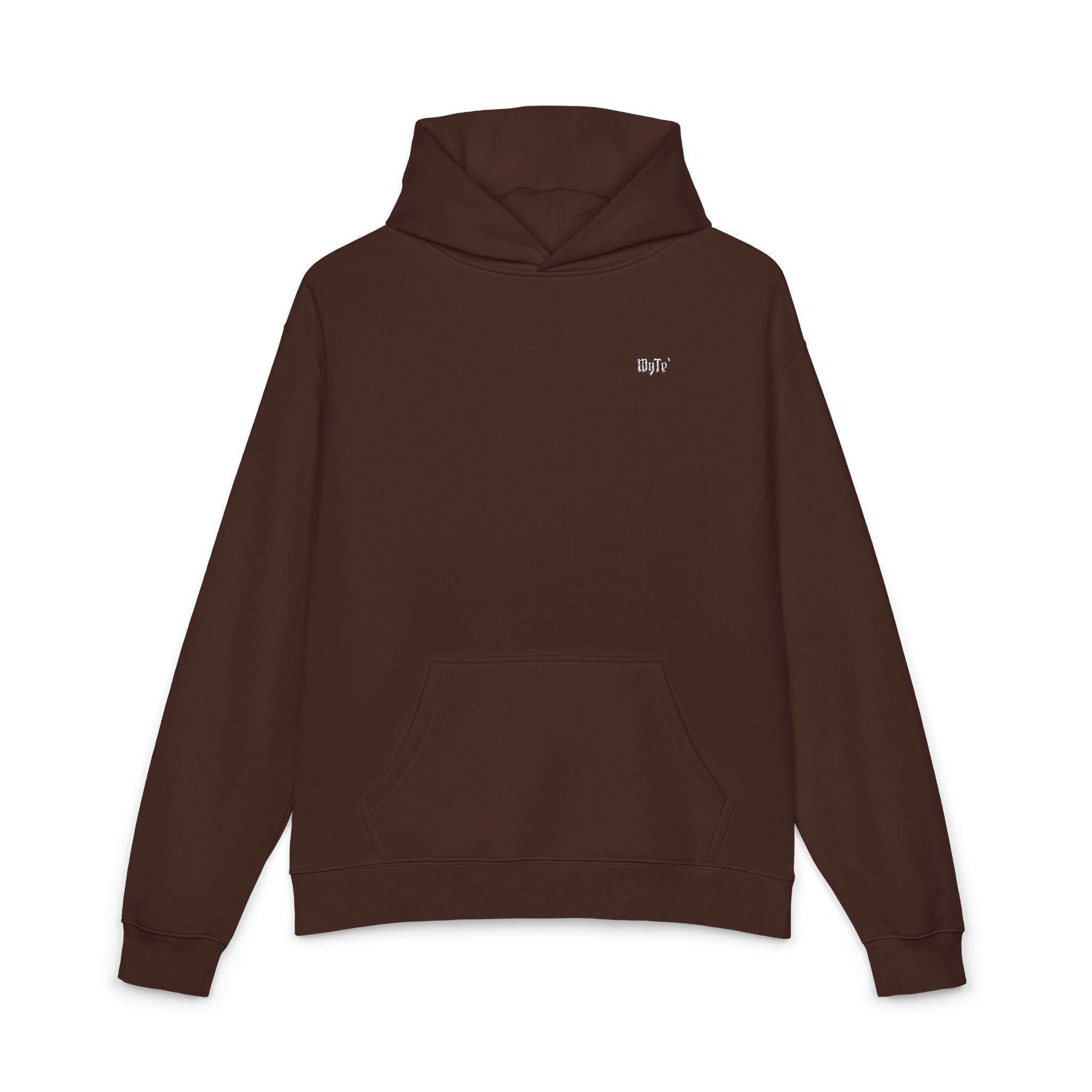 WyTe` Minimal Relaxed Hoodie – Cozy Brown Pullover Chest Logo