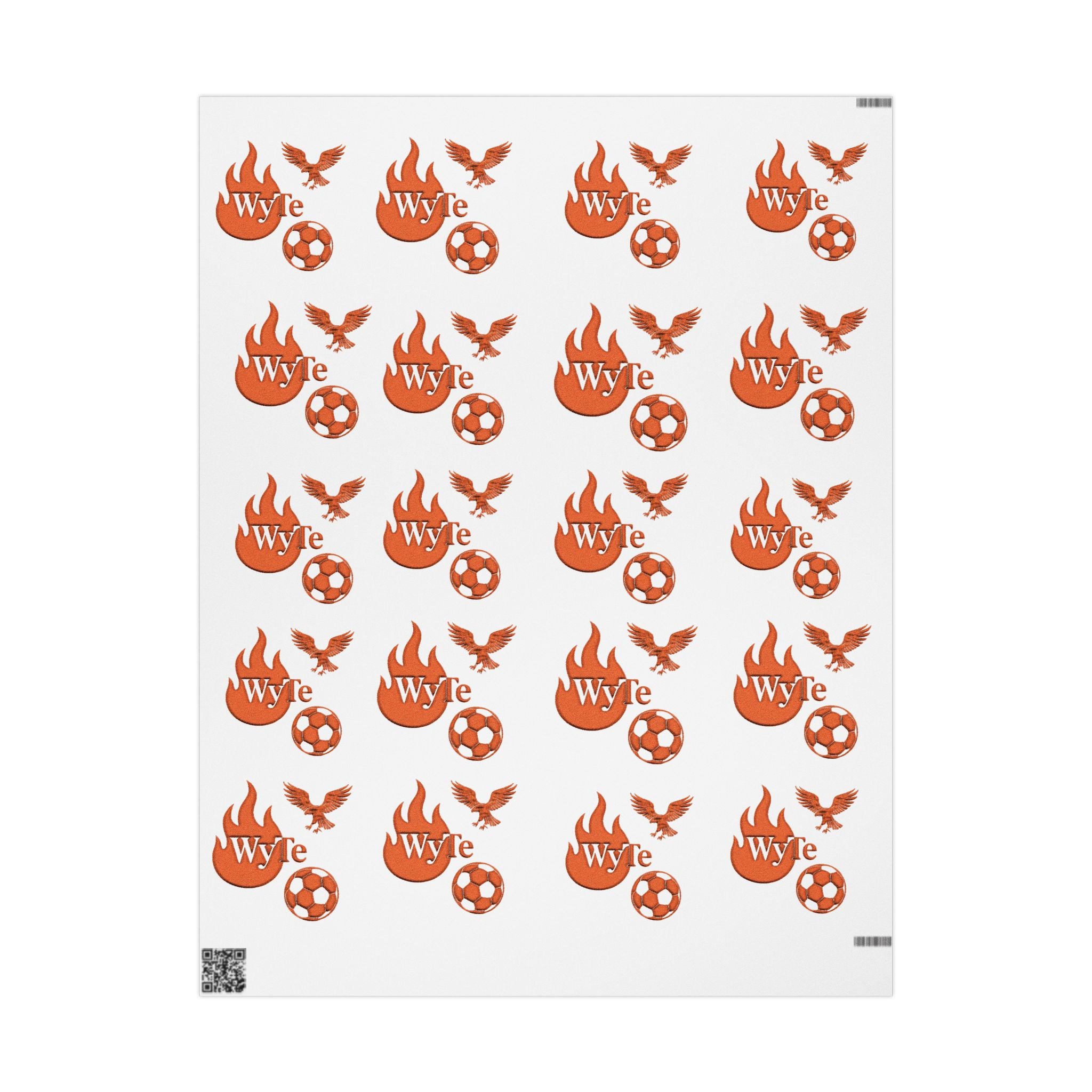 WyTe Flame & Eagle Soccer Logo Wrapping Paper — Custom Sports Gift Wrap