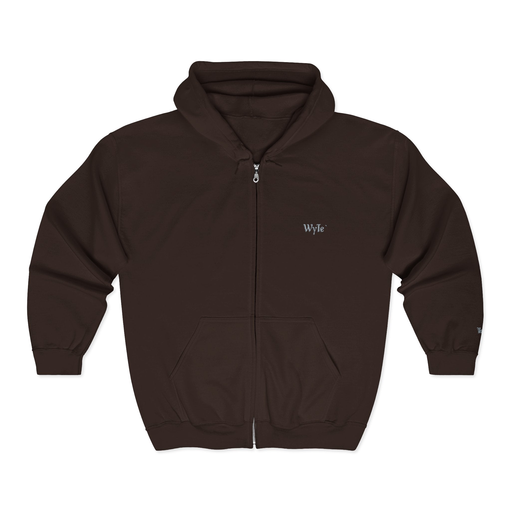 WyTe` Yuno` Classic Full-Zip Hoodie — Minimal Embroidered ' Chest Sweatshirt