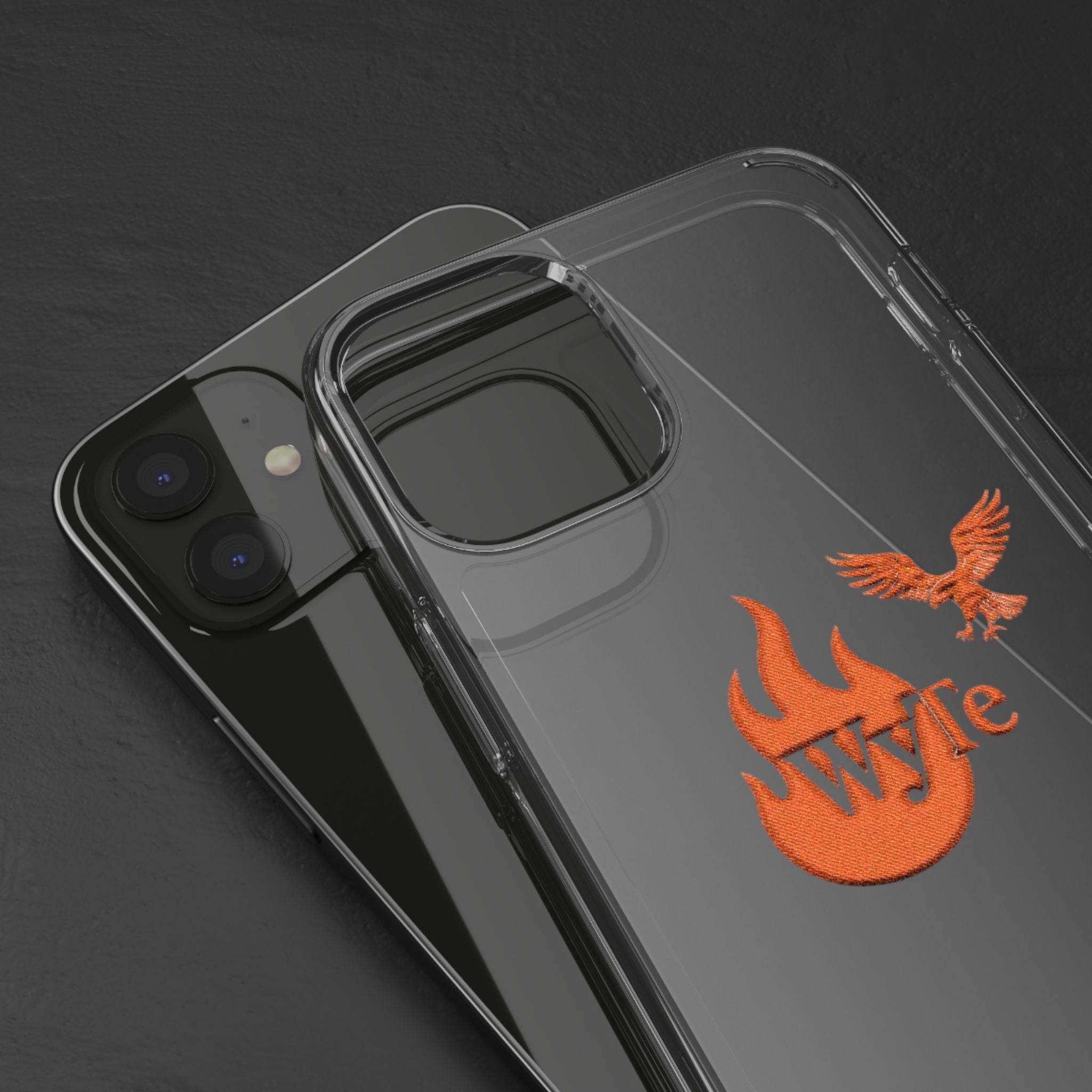Clear Phone Case — Orange Flame & Eagle "Wyte" Clear Protective Cover