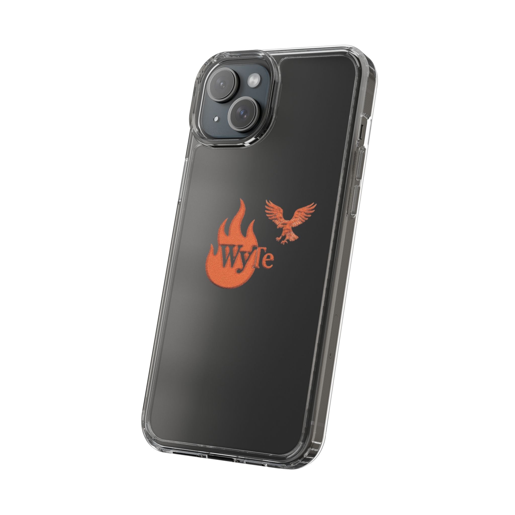 Clear Phone Case — Orange Flame & Eagle "Wyte" Clear Protective Cover
