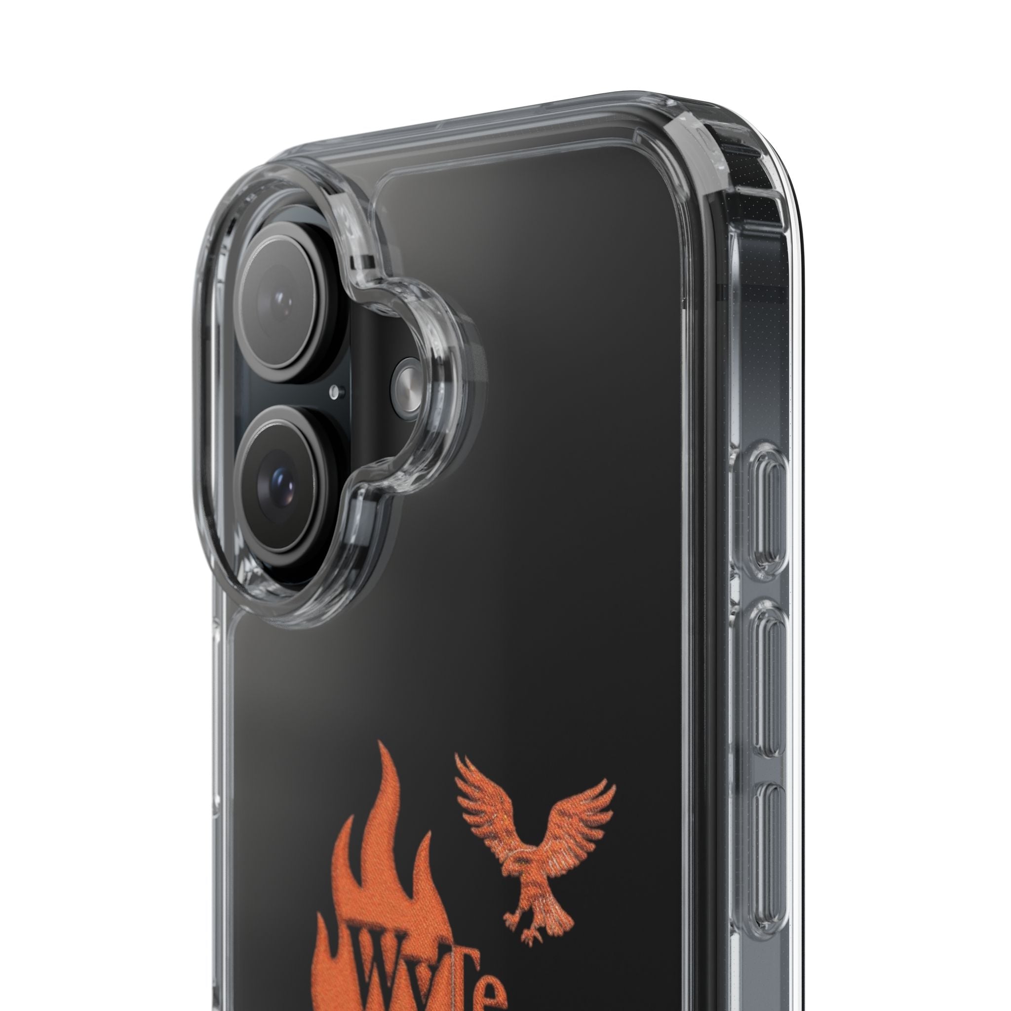 Clear Phone Case — Orange Flame & Eagle "Wyte" Clear Protective Cover