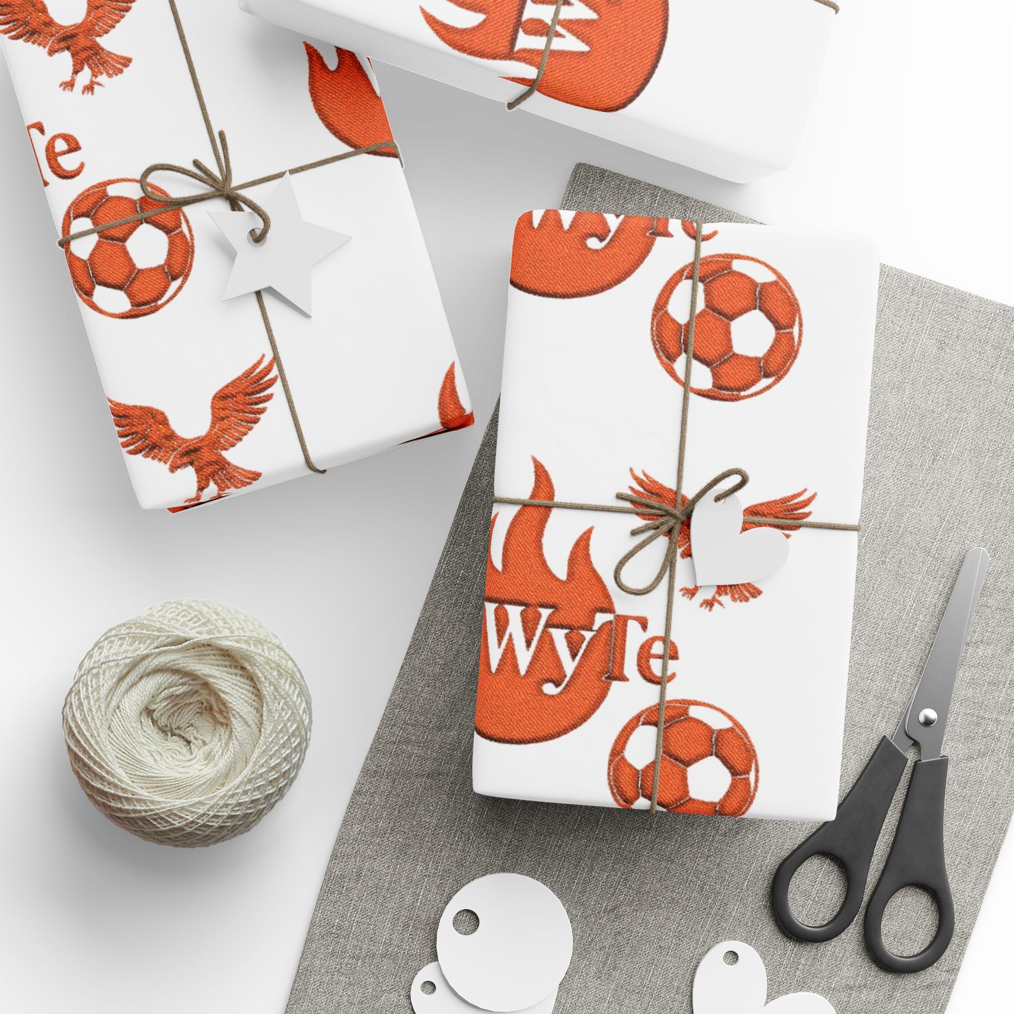 WyTe Flame & Eagle Soccer Logo Wrapping Paper — Custom Sports Gift Wrap