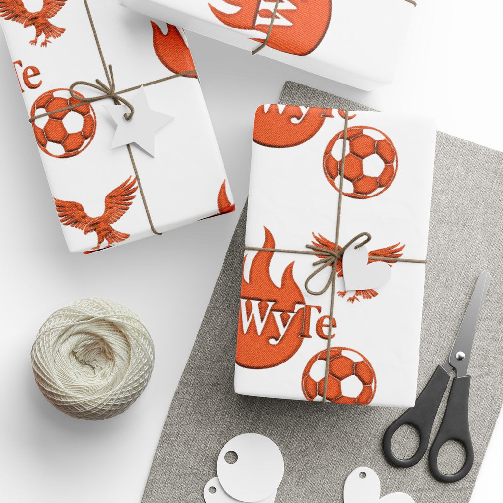 WyTe Flame & Eagle Soccer Logo Wrapping Paper — Custom Sports Gift Wrap