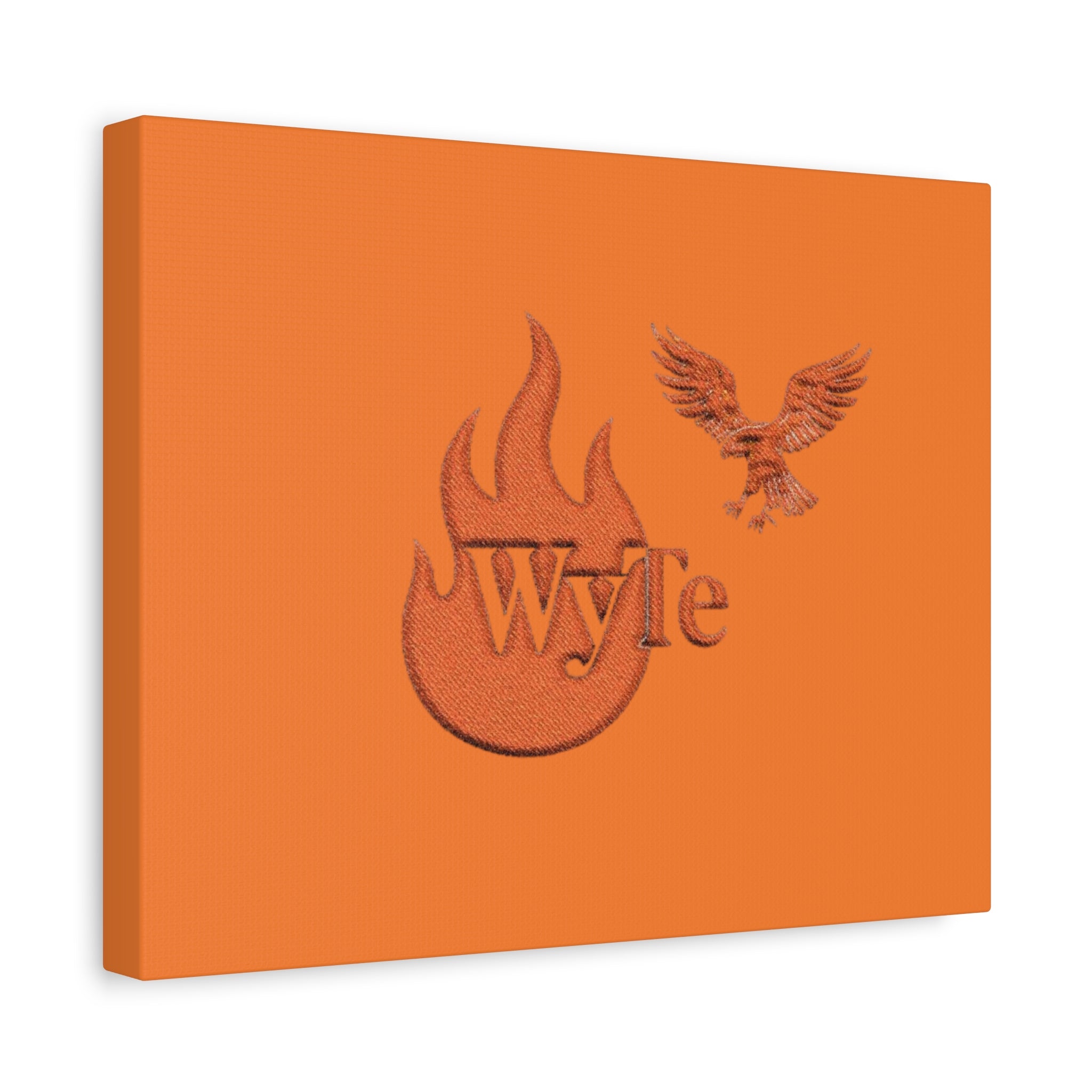 WyTe Flame & Eagle Logo Matte Canvas Print — Orange Stretched Wall Art