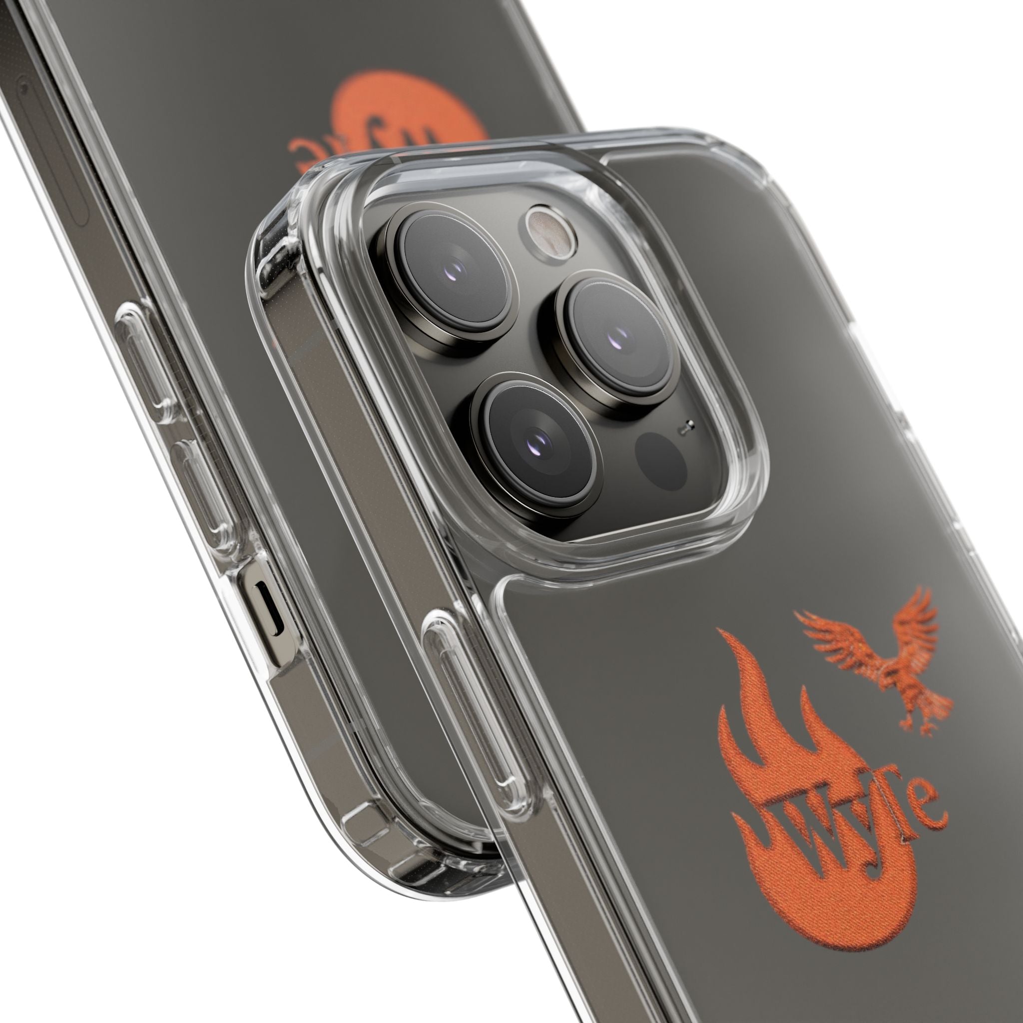 Clear Phone Case — Orange Flame & Eagle "Wyte" Clear Protective Cover