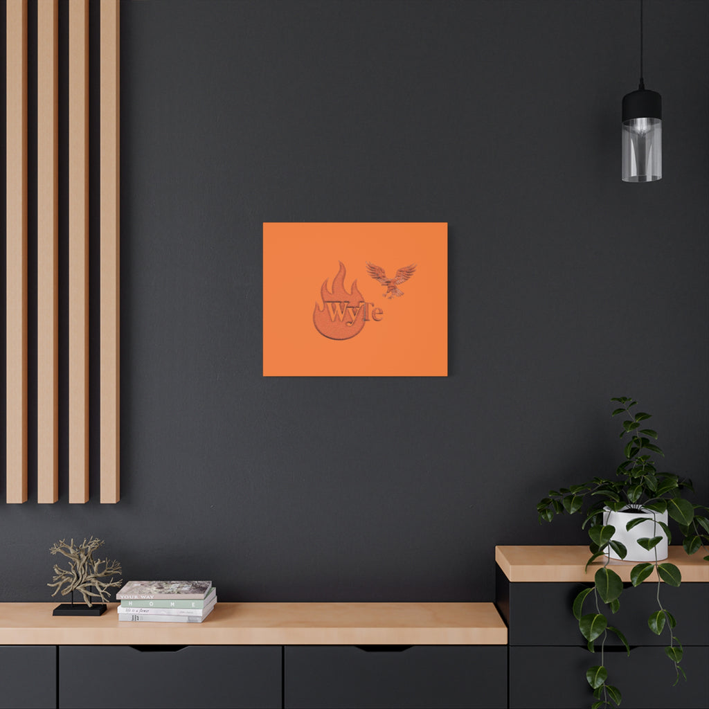 WyTe Flame & Eagle Logo Matte Canvas Print — Orange Stretched Wall Art