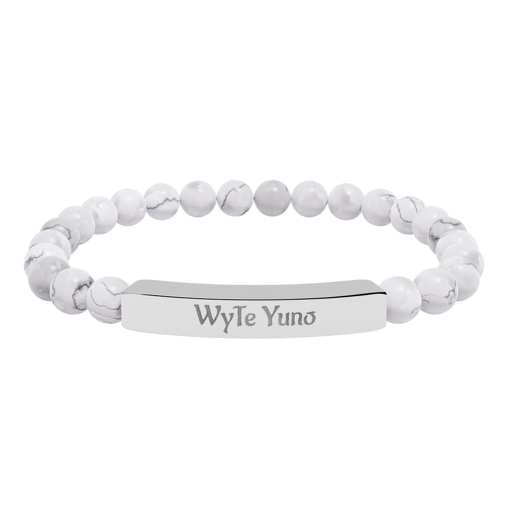 Engravable Natural Stone Bead Bar Bracelet – Personalized Stretch Bracelet