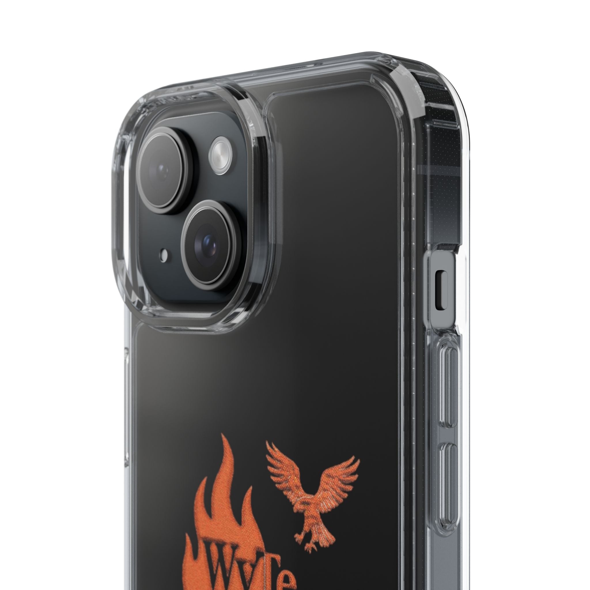 Clear Phone Case — Orange Flame & Eagle "Wyte" Clear Protective Cover