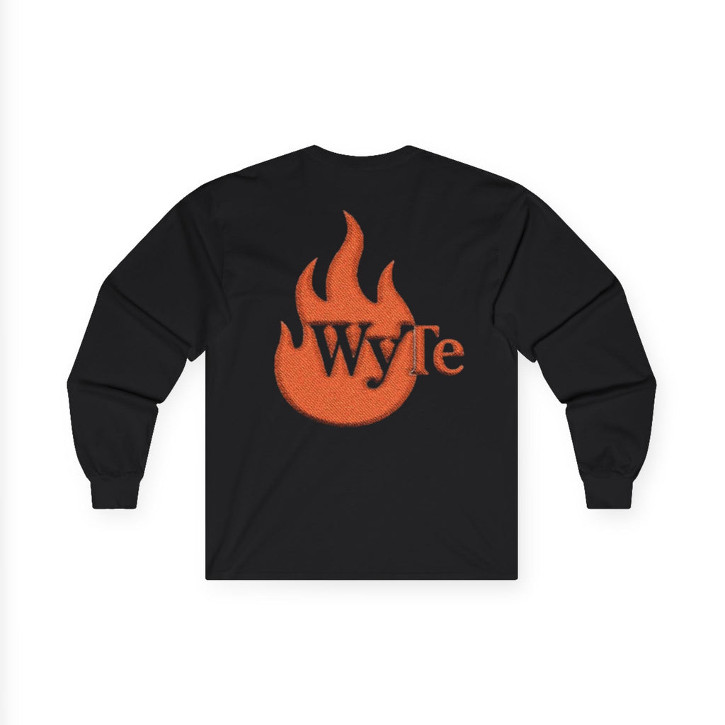 WyTe Flame & Eagle Long Sleeve Tee — Retro Orange Fire Logo Shirt/Pullover/Langarm/Winter