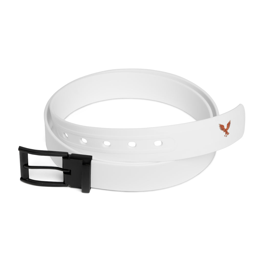 White Eagle Accent Belt — Minimalist Casual Belt with Small Eagle Logo