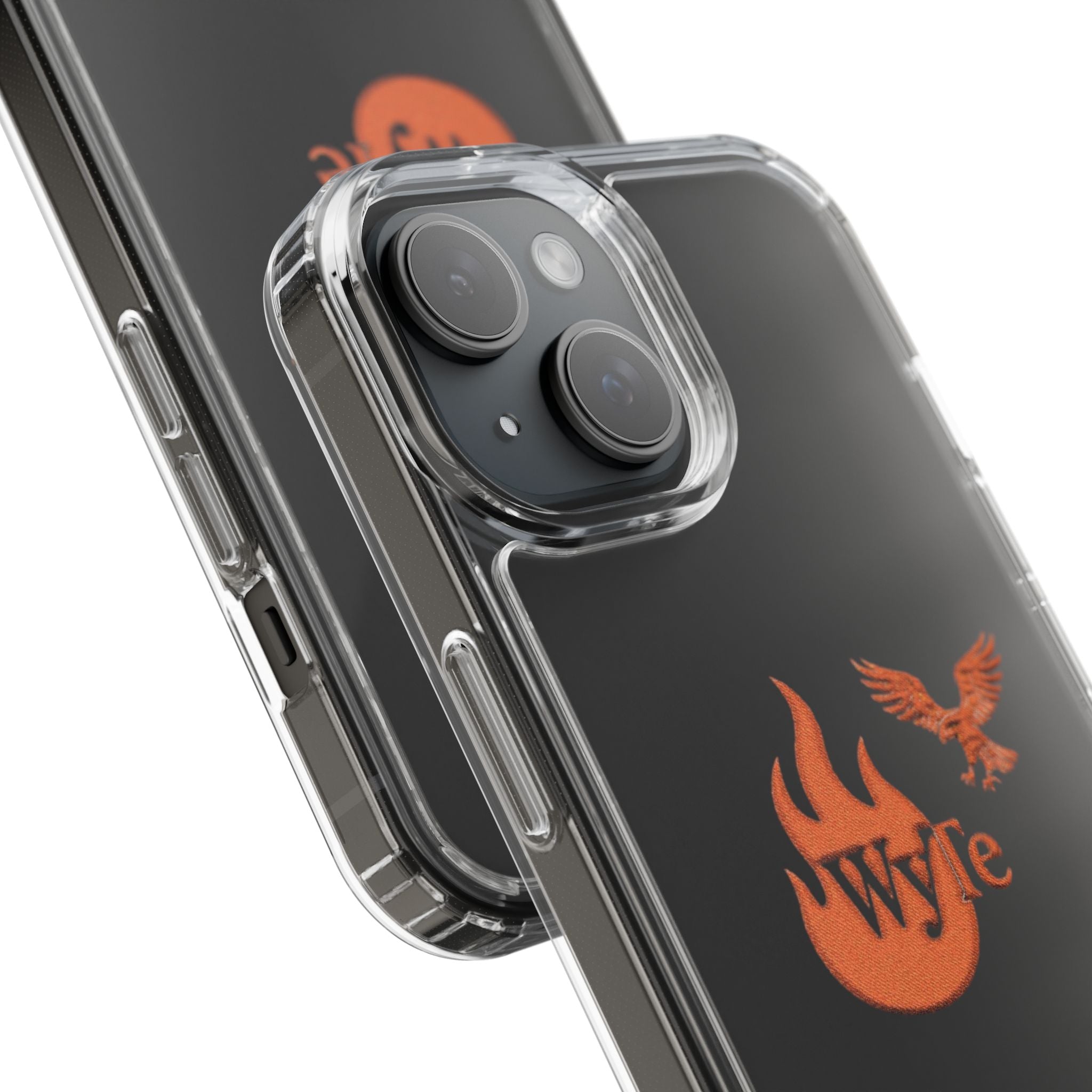 Clear Phone Case — Orange Flame & Eagle "Wyte" Clear Protective Cover