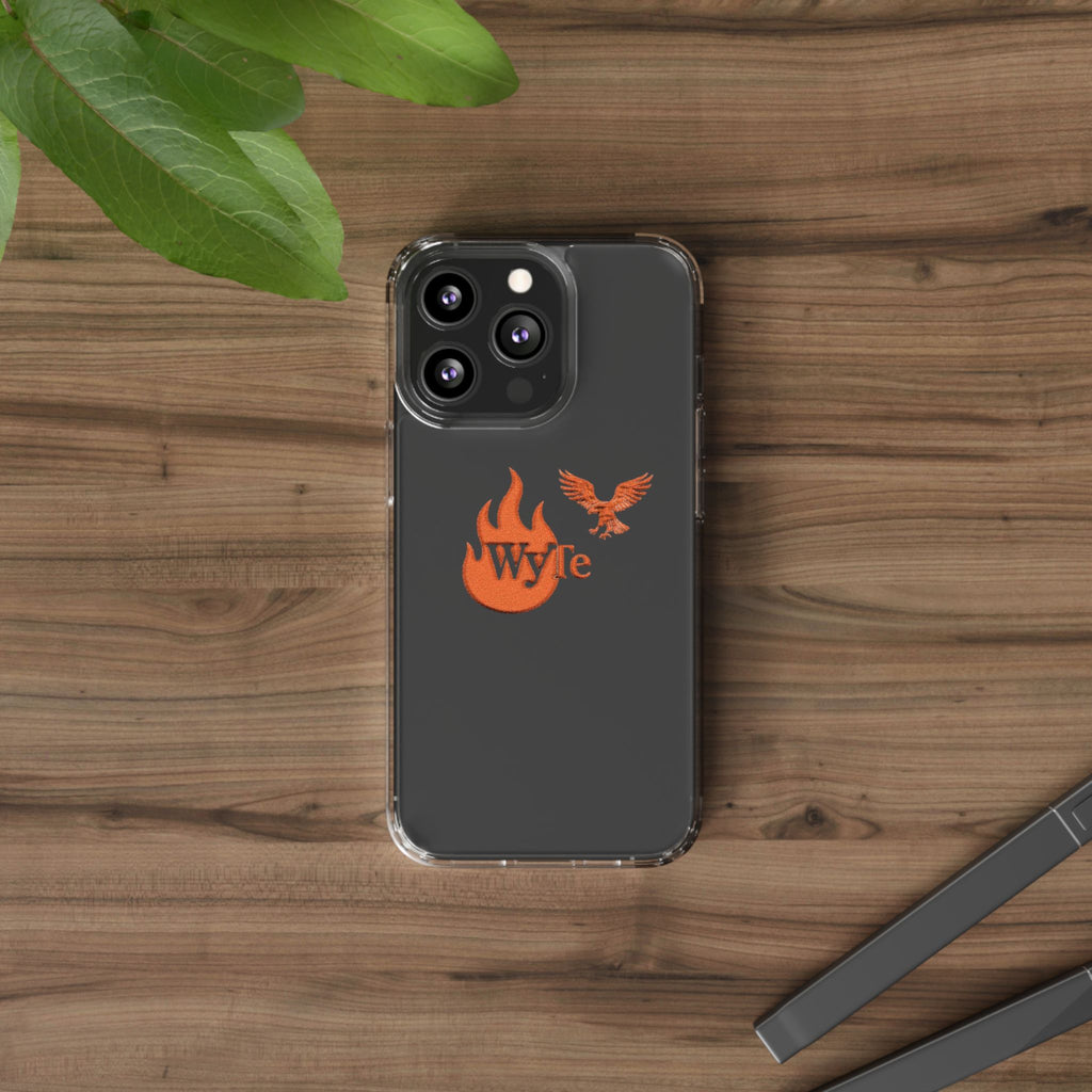 Clear Phone Case — Orange Flame & Eagle "Wyte" Clear Protective Cover