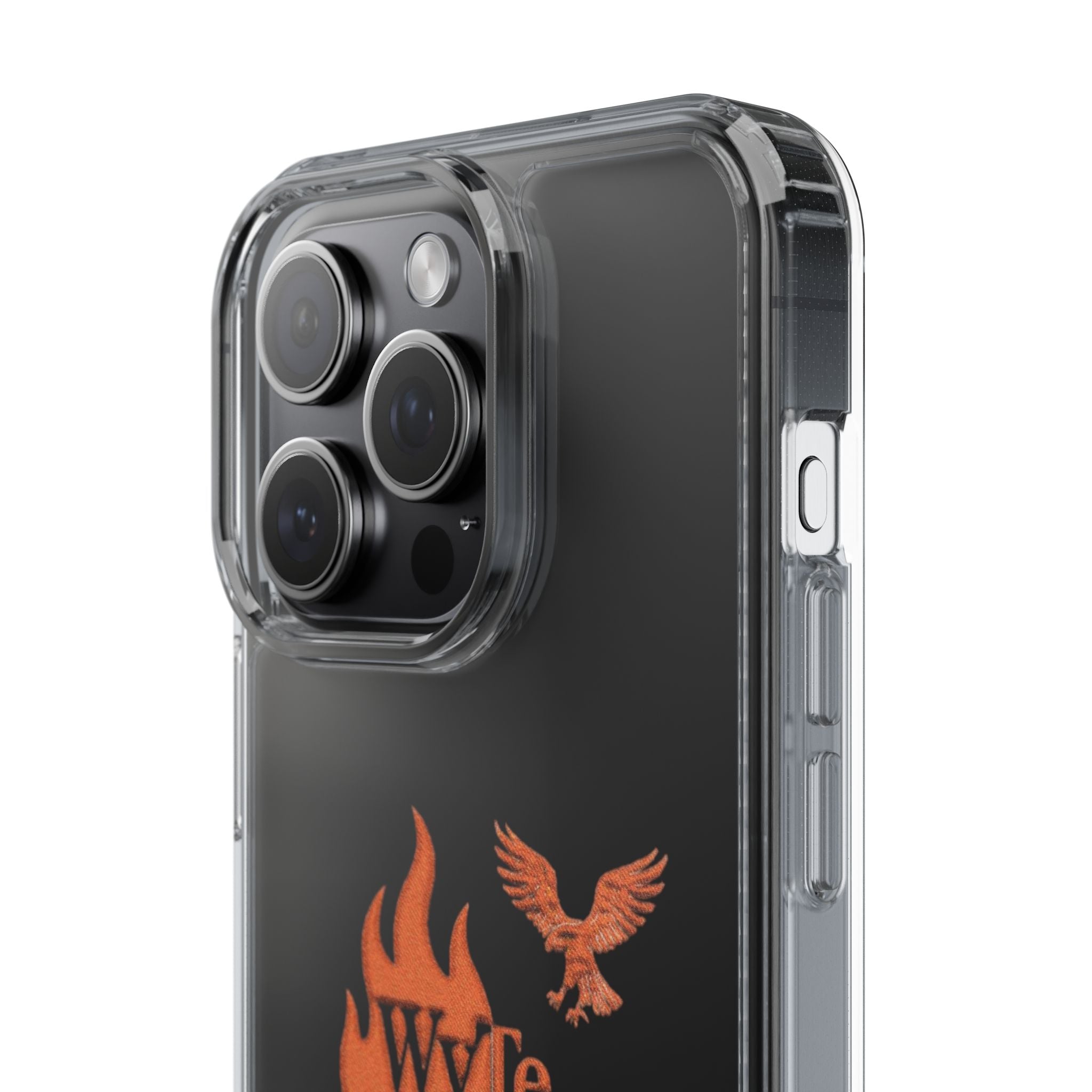 Clear Phone Case — Orange Flame & Eagle "Wyte" Clear Protective Cover