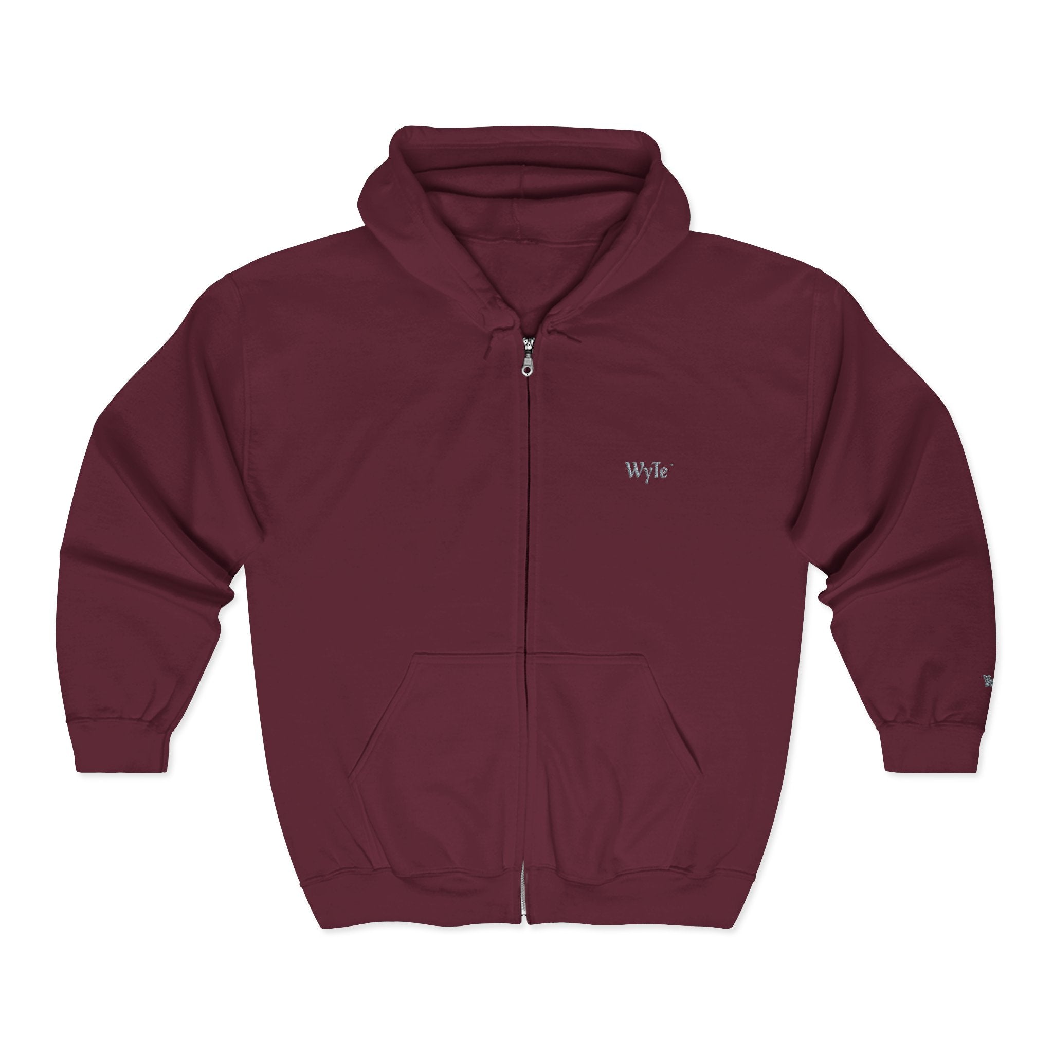 WyTe` Yuno` Classic Full-Zip Hoodie — Minimal Embroidered ' Chest Sweatshirt