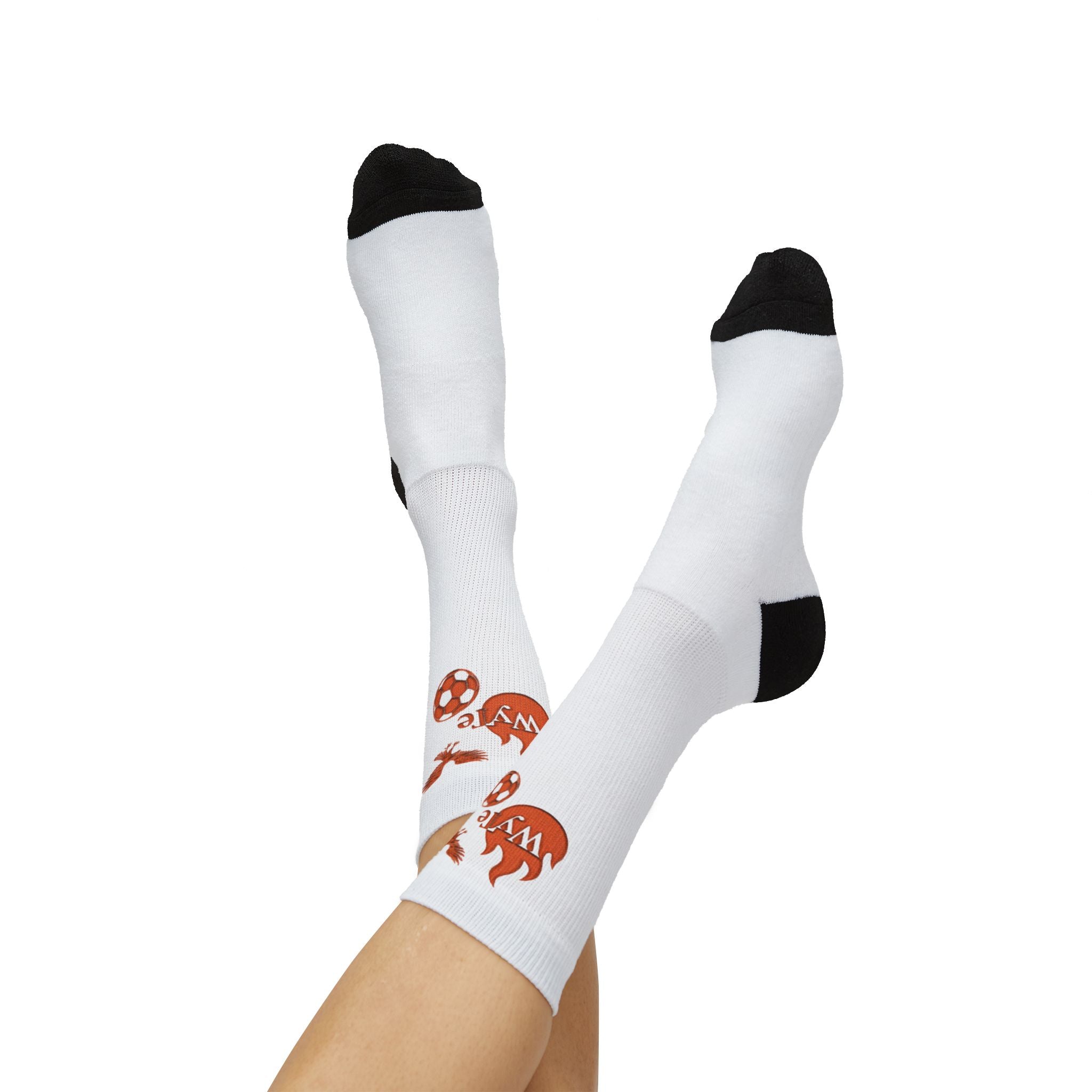 WyTe Flame & Eagle Autumn Pumpkin Patch Sublimation Socks-OG Crew Socks