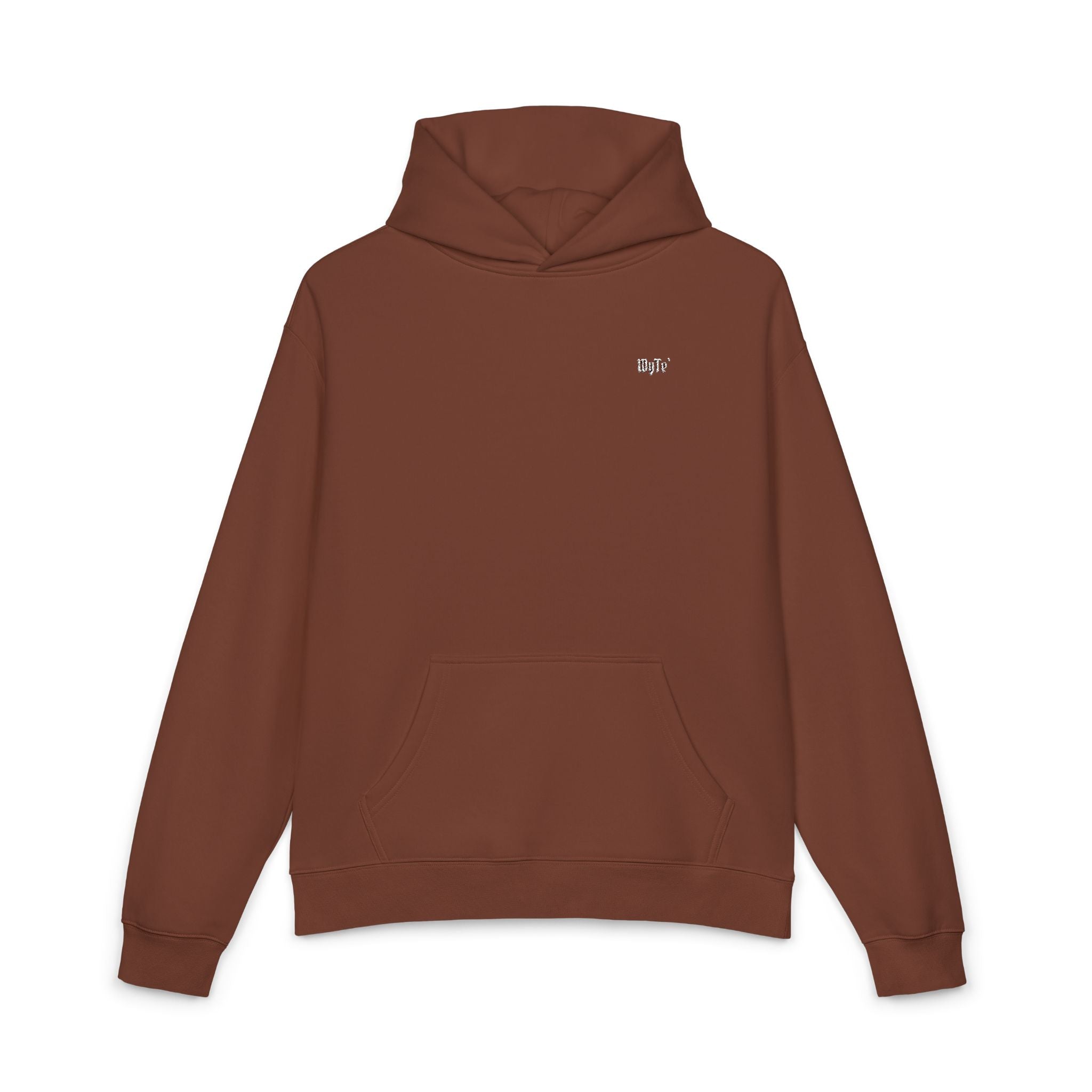 WyTe` Minimal Relaxed Hoodie – Cozy Brown Pullover Chest Logo