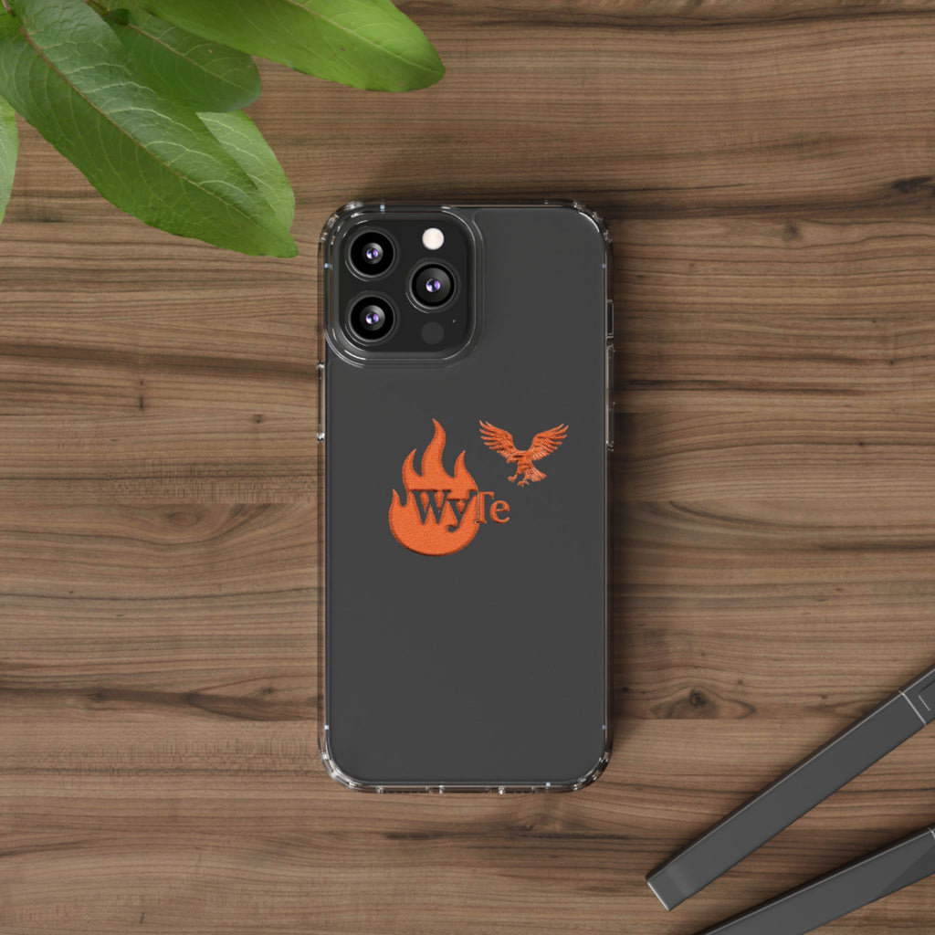 Clear Phone Case — Orange Flame & Eagle "Wyte" Clear Protective Cover